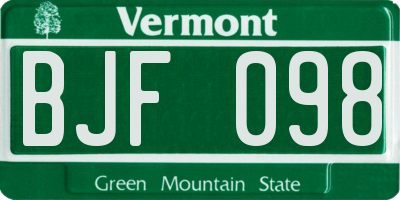 VT license plate BJF098
