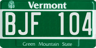 VT license plate BJF104