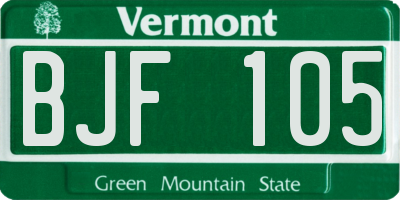 VT license plate BJF105