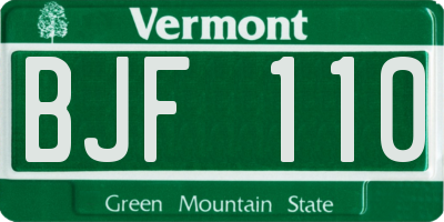 VT license plate BJF110