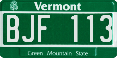 VT license plate BJF113