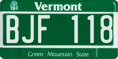 VT license plate BJF118