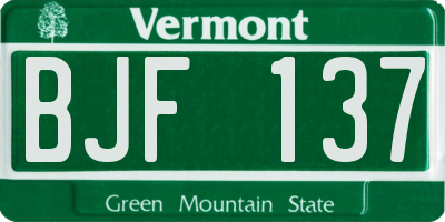 VT license plate BJF137