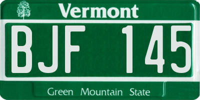 VT license plate BJF145