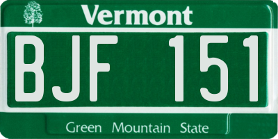 VT license plate BJF151