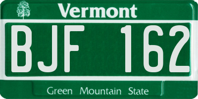 VT license plate BJF162