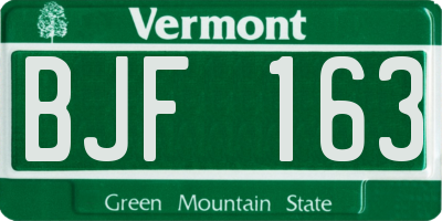 VT license plate BJF163