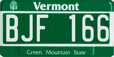 VT license plate BJF166