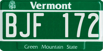 VT license plate BJF172