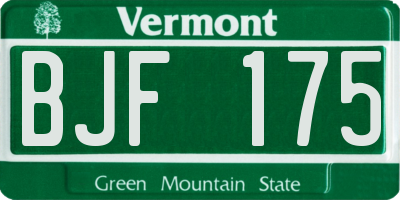 VT license plate BJF175
