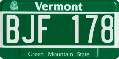 VT license plate BJF178