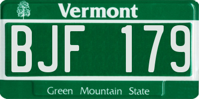 VT license plate BJF179