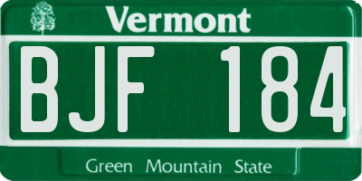 VT license plate BJF184