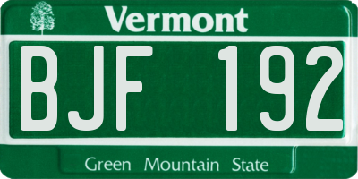 VT license plate BJF192