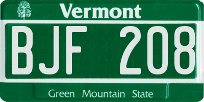 VT license plate BJF208