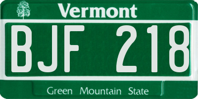 VT license plate BJF218
