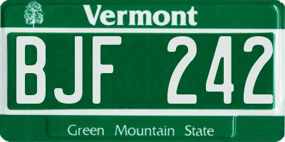 VT license plate BJF242