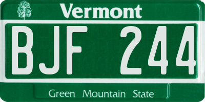 VT license plate BJF244