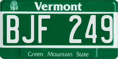 VT license plate BJF249
