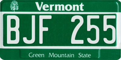 VT license plate BJF255