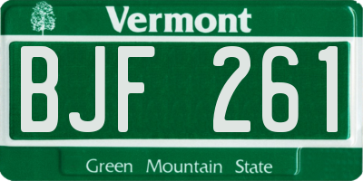 VT license plate BJF261