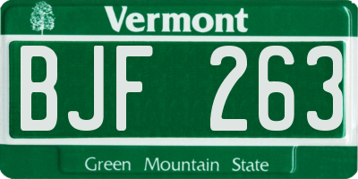 VT license plate BJF263