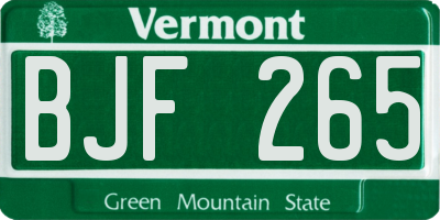 VT license plate BJF265
