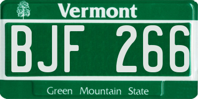 VT license plate BJF266