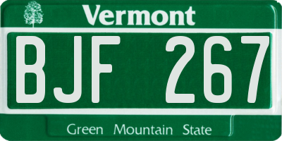 VT license plate BJF267