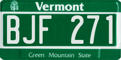 VT license plate BJF271