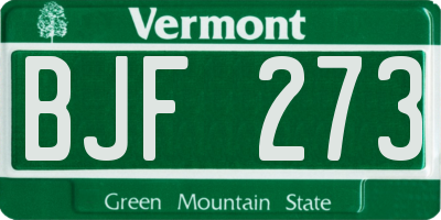 VT license plate BJF273