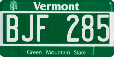 VT license plate BJF285
