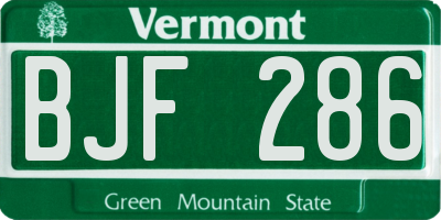 VT license plate BJF286