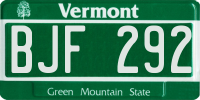 VT license plate BJF292