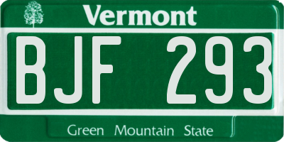 VT license plate BJF293