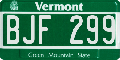 VT license plate BJF299