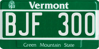 VT license plate BJF300
