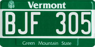 VT license plate BJF305