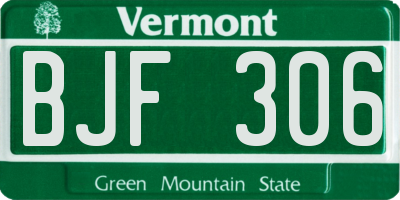 VT license plate BJF306