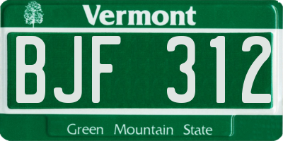 VT license plate BJF312