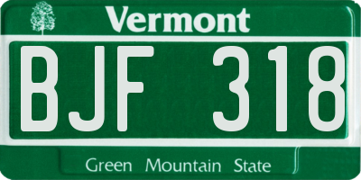 VT license plate BJF318