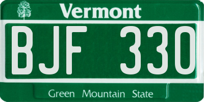 VT license plate BJF330