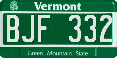 VT license plate BJF332