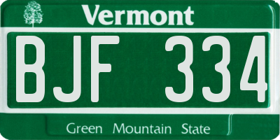 VT license plate BJF334