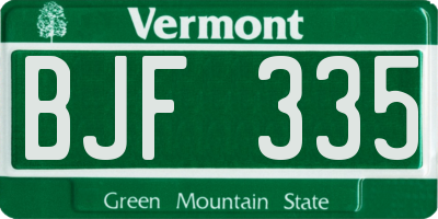 VT license plate BJF335