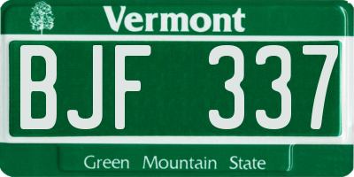 VT license plate BJF337
