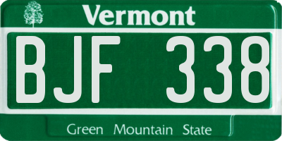 VT license plate BJF338