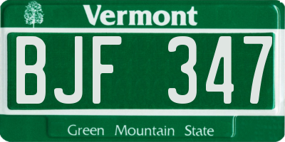 VT license plate BJF347