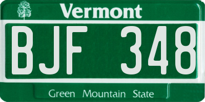 VT license plate BJF348
