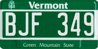 VT license plate BJF349